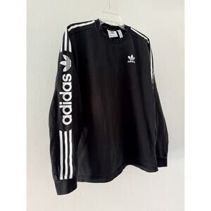 Adidas 3 Stripe Sweatshirt Women’s Medium black Relaxed Boyfriend Unisex